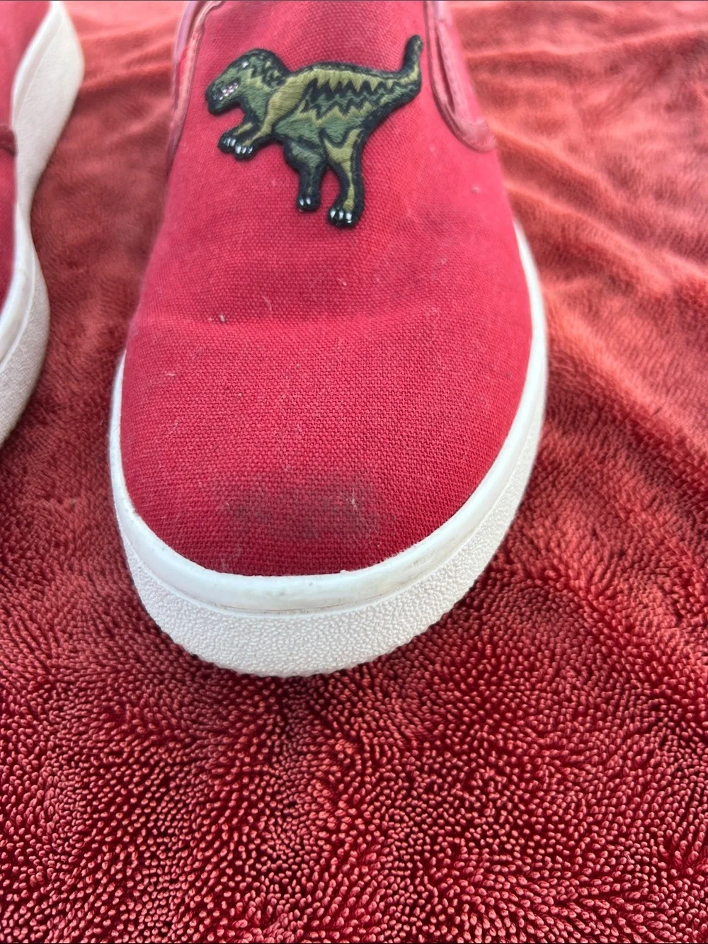 Coach Rexy Limited Edition Red Canvas Slip On Shoes Size 8.5 Men’s